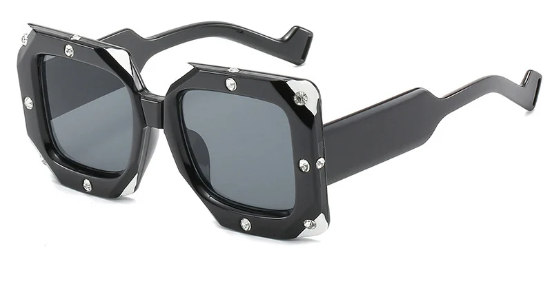 Большие Квадратные Солнцезащитные очки для женщин, новинка, модные, с заклепками, черные, белые, солнцезащитные очки, индивидуальные солнцезащитные очки для мужчин, UV400 lentes de sol mujer