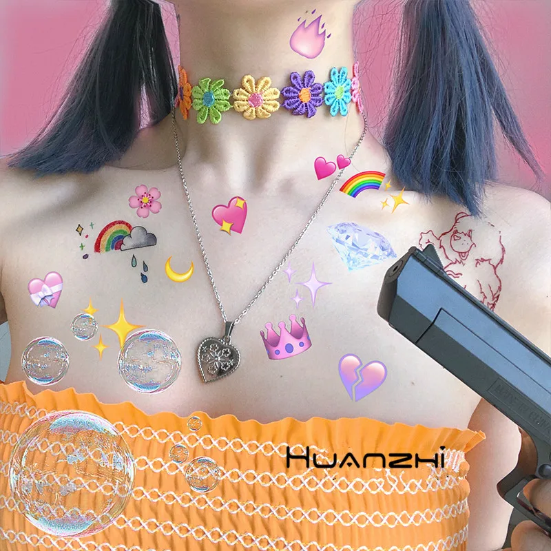 

HZ Korean 2019 New Colorful Flower Lace Cute Chocker Clip Chocker Chain Metal Line Lock Chain Necklace for Women Jewelry Party