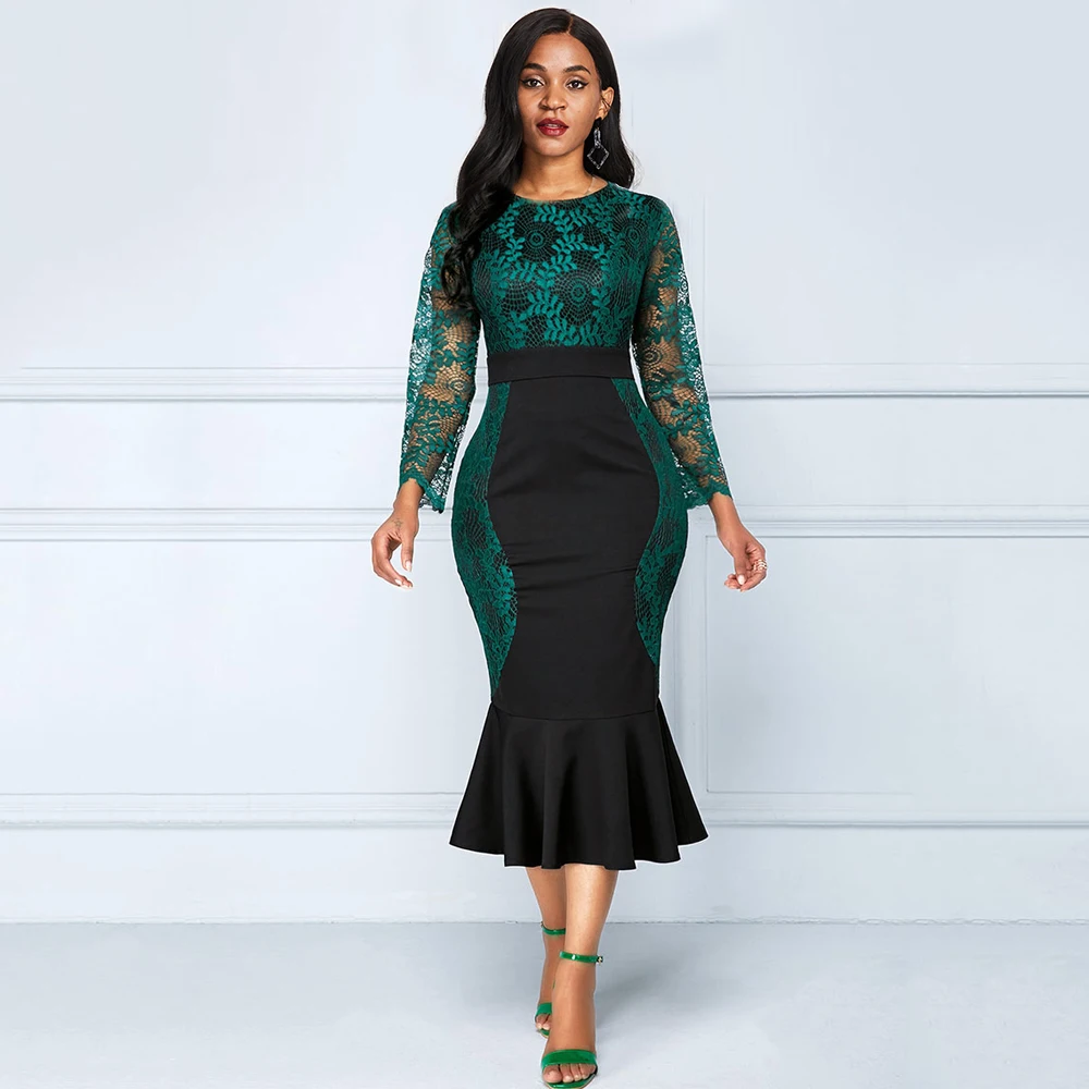 green lace maxi dress