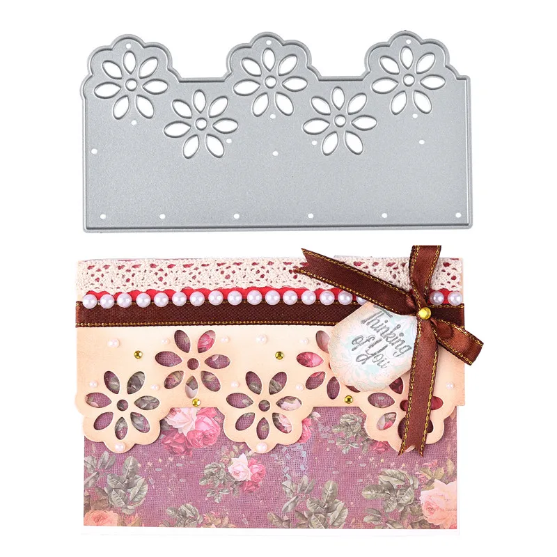  GJCrafts Flower Border Metal Cutting Dies Lace Invitation Scrapbooking Craft Dies Embossing Stencil - 4000512679635