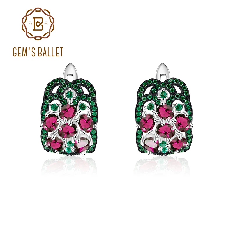 Женские серьги Гранат GEM'S BALLET из стерлингового серебра 925 пробы с натуральным