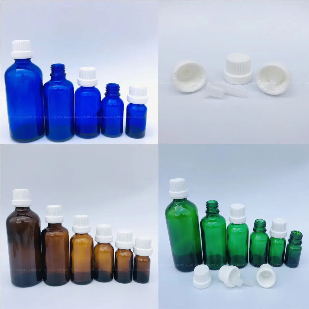 10Pcs 5 -100ml  Glass Essential Oil Bottle with White Plastic Screw Cap, Homemade Cosmetic Container, Essence bottle for skoda windshield glass cleaning tank spray bottle covers 6v0955485 000096706 original plastic cap on windshield washer reser