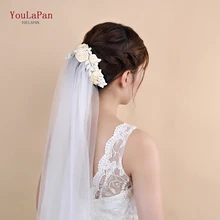 TOPQUEEN VS323-I Свадебные вуали с гребнем Фата для невесты цвет слоновой кости белые короткие свадебные аксессуары лента вуаль с цветами Однослойная