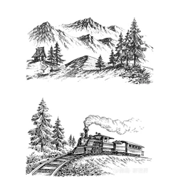 Train track/tree Clear  Stamps Scrapbooking Crafts Decorate Photo Album Embossing Cards Making Clear Stamps New