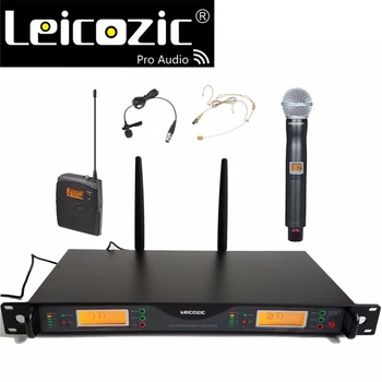

Leicozic U24D Professional Microphone Wireless System for Stage Church Studio Recording 200 Channel 1 handheld mic & 1 bodypack