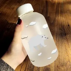 Whale Cup 600ML Frosted Glass Mup Leak-Proof Fashion Mineral Water Bottles  Drinkware Camping Travel Easy to Carry Sport Bottle B4