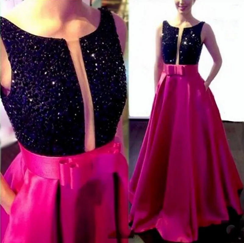 

robe de soriee Sexy Hot Rose Red A-line Satin Evening Dresses Long Beaded Open Back Prom Formal Dress Fashion