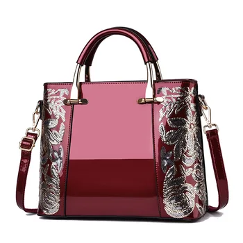 

2020 new fashion retro handbag simple atmospheric bright leather one-shoulder cross-body bag