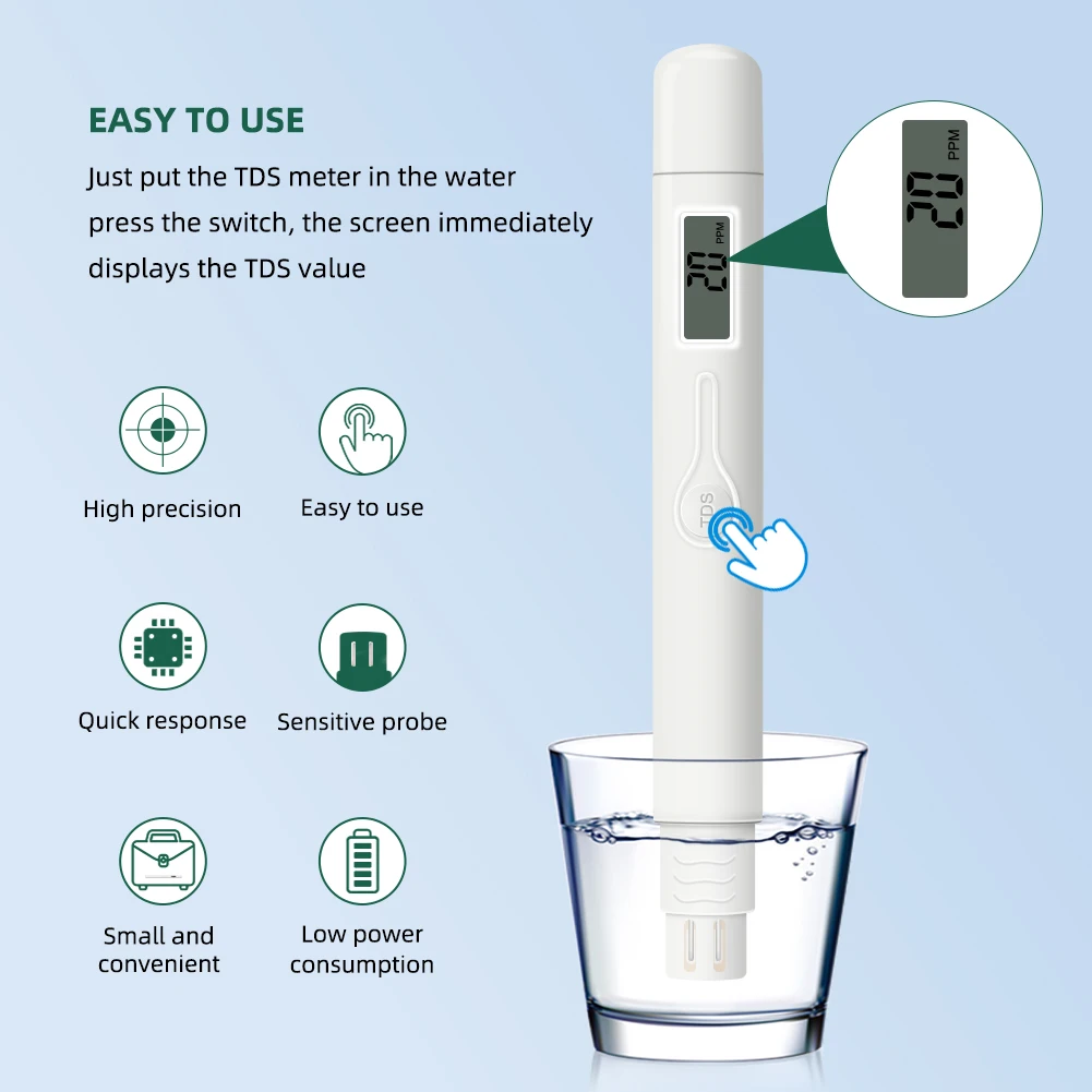 water meters Mini TDS Meter 0-9990ppm Digital Water Quality Purity Tester Portable Test Pen Monitor for Drinking Water Aquarium Swimming Pool waist measuring tape