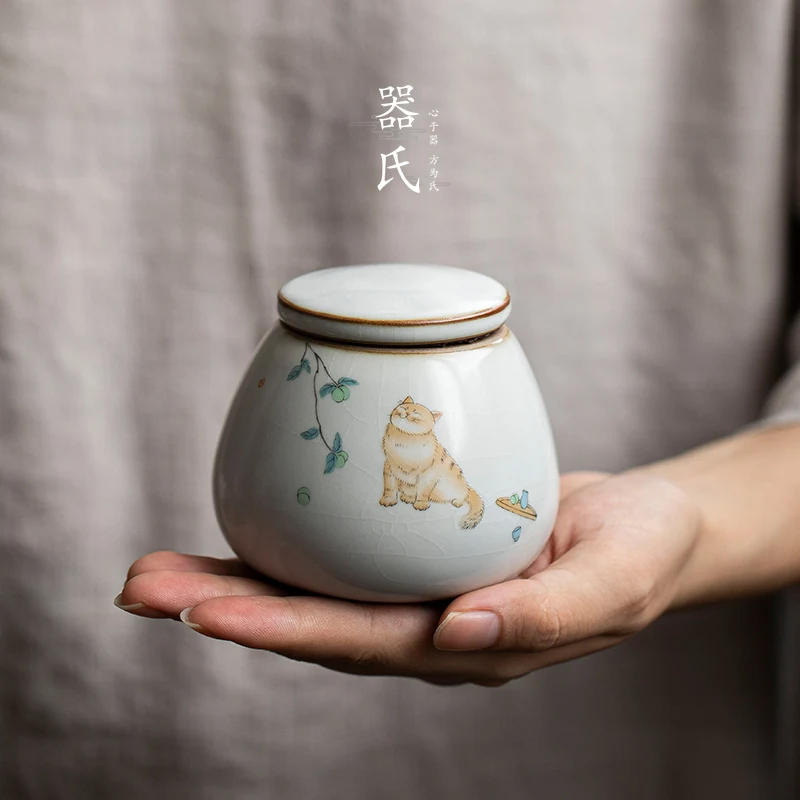 

Kitten kiln tea can seal storage tank household ceramic storage tea can moisture-proof tea warehouse tea cans