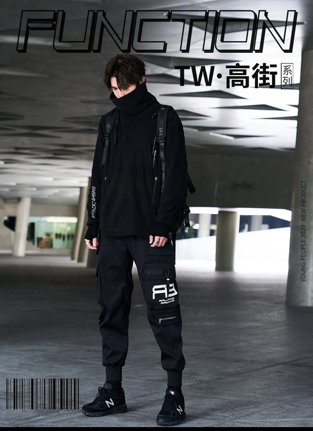 Men Cargo Pants Black Ribbons Block Multi-Pocket Harem Joggers Harajuku Sweatpant Hip Hop Casual Harem Tide Male Trousers cargo jeans