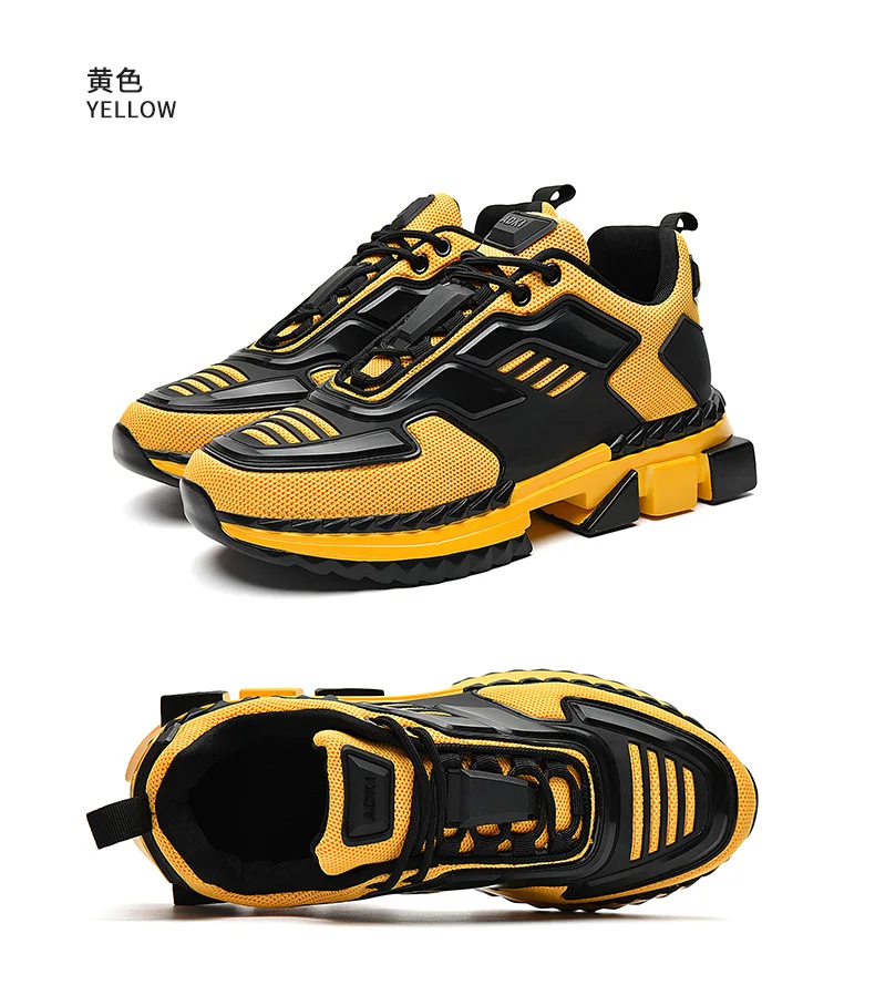 Новые мужские кроссовки для бега, спорта, высокого качества, на шнуровке, дышащие желтые кроссовки