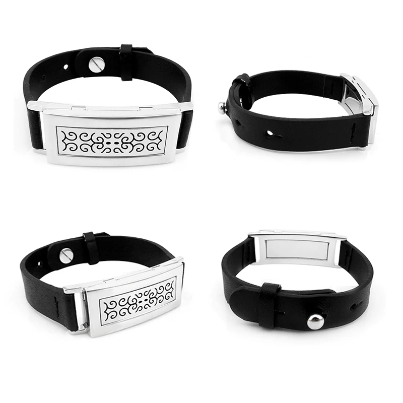 BDL511-19 Man Essential Oil Diffuser Genuine Leather Bracelet