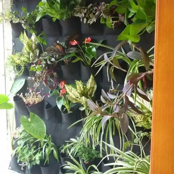 jardin bolsa colgante de planta de pared para jardin bolsillos de jardineria vertical tela de fieltro negra suministros para cultivo de macetas