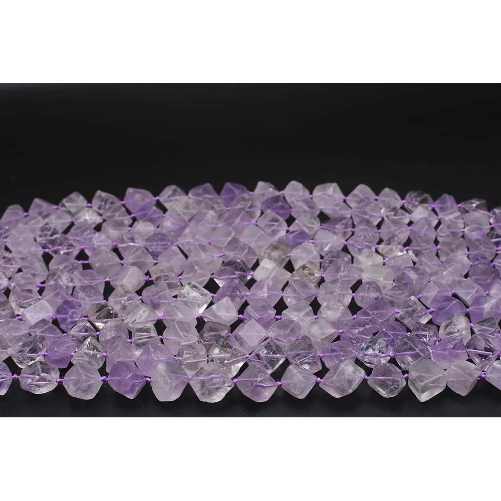 10-12mm AA Natural purple stone square shape Stone Beads For DIY necklace bracelet jewelry make 15 