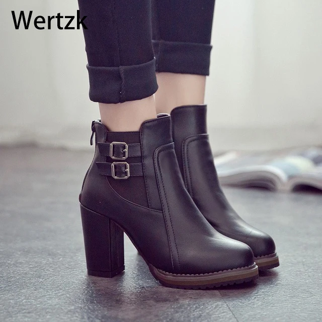 Ботильоны на квадратном каблуке Zapatos De Mujer Botas Размеры 35 43 Новинка 2018 года Сезон
