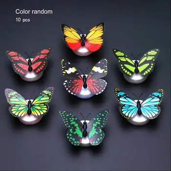 

10 Pcs Butterfly LED Night Light Colorful Changing Night Lamp Self Adhesive Wall Stickers Decor Home Wedding Party Decorations