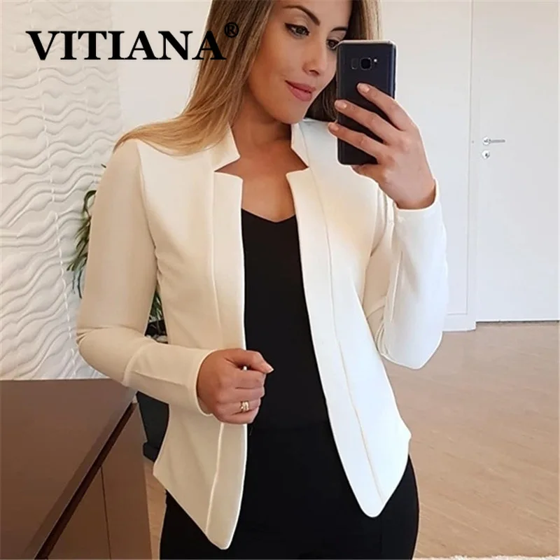 Special Offers Coat Spring Womens Jackets Long-Sleeve Female White Plus-Size And Thin VITIANA Open-Stitch 4000404260516