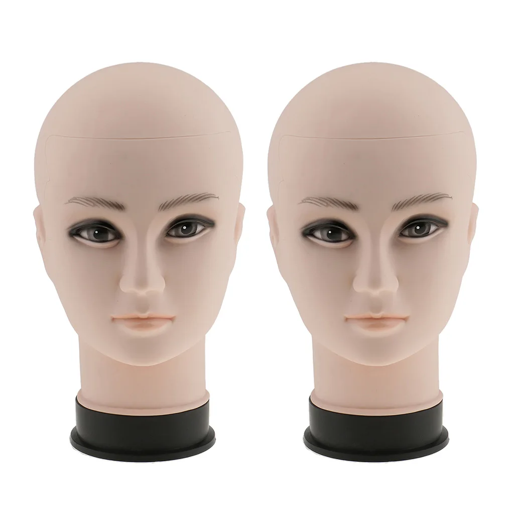 2x Plastic Male Hair Mannequin Display Head Model For Toupee Masks Headphone Hat