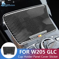 AIRSPEED Carbon Fiber for Mercedes Benz W205 GLC C180 C200 C300 Accessories Interior Trim Water Cup Holder Panel Cover Sticker