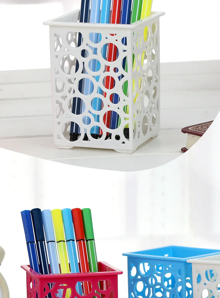 Storage Basket Rectangular Storage Basket Plastic Basket Flower Sieve Desktop Small Basket Storage Basket 10-Set Pen Container
