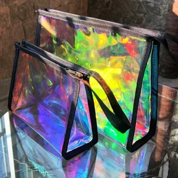 

Travel PVC Transparent Cosmetic Bag Women Clear Zipper Makeup Bag Organizer Bath Wash Make Up Toiletry Bag Tote Handbags Case