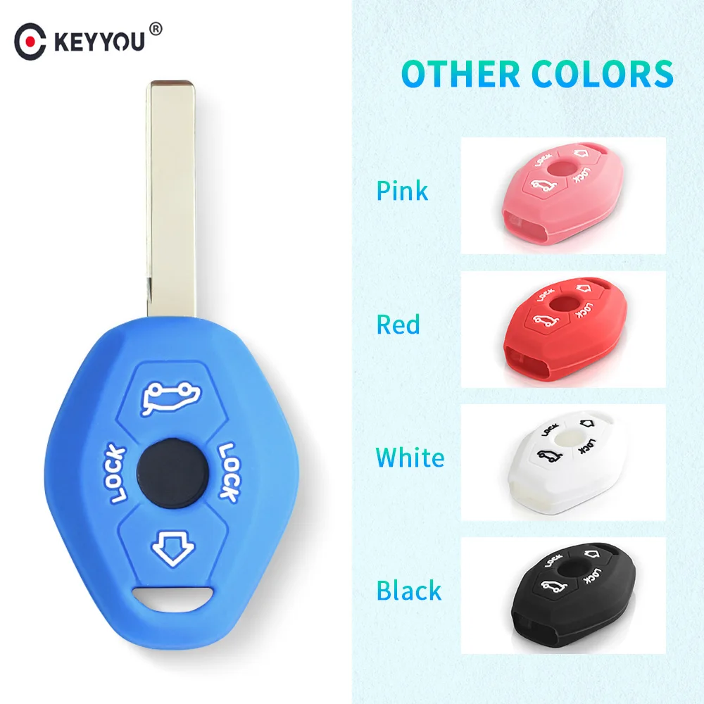 

KEYYOU 3 Buttons Remote Silicone Key Protector FOB Case Cover For BMW 7 Series X3 X5 Z3 Z4 3 5 E38 E39 E46 E83 M5 325i