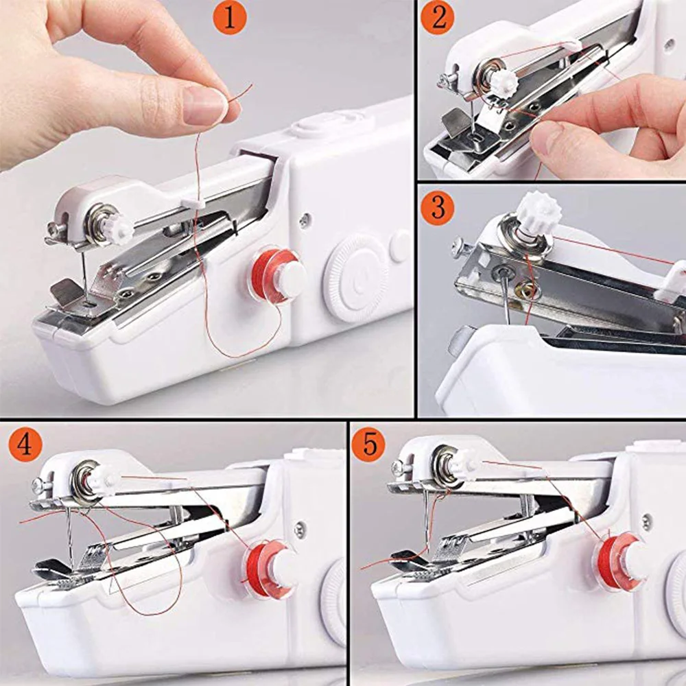 Portable Sewing Machine Mini Handheld Sewing Machine Cordless Electric Stitch Household Tool for Fabric Clothing Kids Cloth