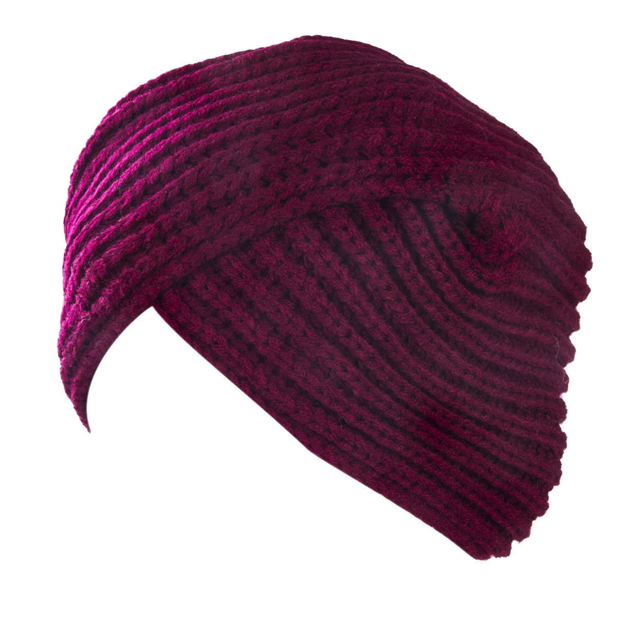 Boho Стиль шапочки из мягкой шерсти вязанная шапка женские зимние теплые шапки мусульманские Скрещенные тюрбан шляпа 8 цветов - Цвет: Бургундия
