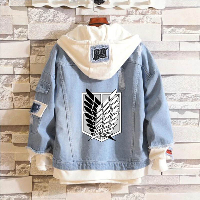New Attack on Titan Denim Jacket Jeans Hoodie Sweatshirt Anime Eren Jaeger Levi Titans Attack Clothing Men Women Jacket Hoody New Attack on Titan Denim Jacket Jeans Hoodie Sweatshirt Anime Eren Jaeger Levi Titans Attack Clothing Men Women Jacket Hoody