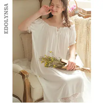 

Maternity Pajamas Women Lingerie Sexy Off Shoulder Maternity Sleepwear Plus Size Cotton Loose Long Home Dress Vintage Nightgown