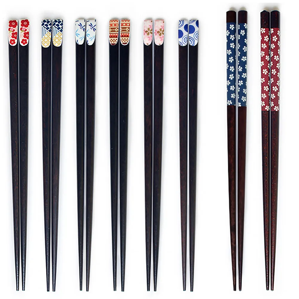 5 Pair Dinnerware Chopsticks Set Home Natural Tableware Wood Kitchen Durable Japanese-style For Sushi Chinese Dish Barbecue