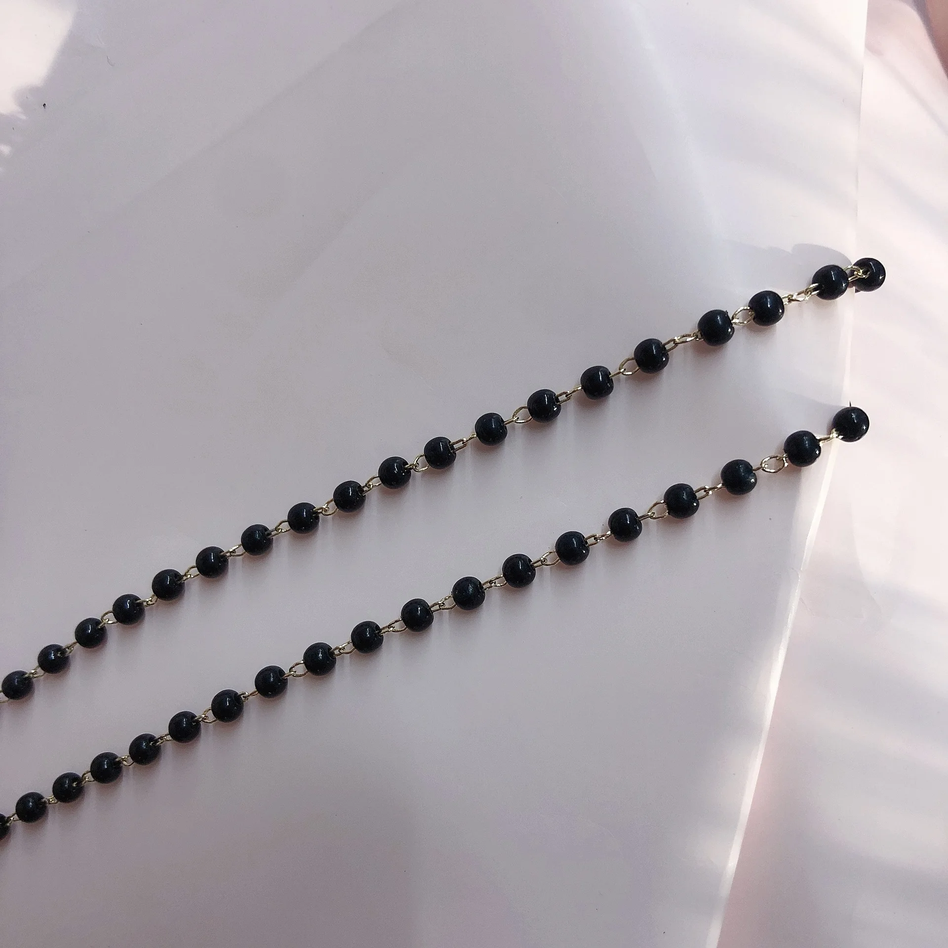 Bijoux Perles Noires de 1 Mètre, 3-8mm, Accessoires pour Collier en Cuivre,  Composants de Direction