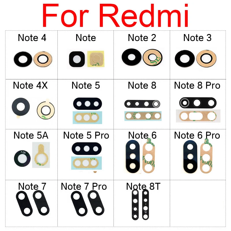 2 шт. стеклянные линзы для задней камеры с клейкой наклейкой Xiaomi Redmi Note 7 8 Pro 3 4X 5A 6Pro