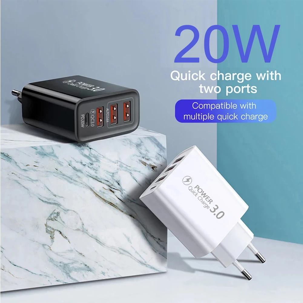 5A 30W Fast Phone Charger Quick Charge 3.0 PD 20W Wall Mobile Phone Charger For iPhone 12 11 Xiaomi Samsung USB Type C Charger charger 65 watt