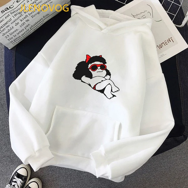 Sudadera con capucha de Damen para mujer, ropa con estampado de dibujos animados de La PAZ, Mafalda, Oder, QUIERO, café, Harajuku, Lustige