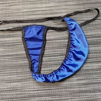 

Men's Briefs Underwear Sexy Low Rise Thong G-String T-Back Underpants Lingerie Men's Thong Bump Pocket Faux Silk Panties