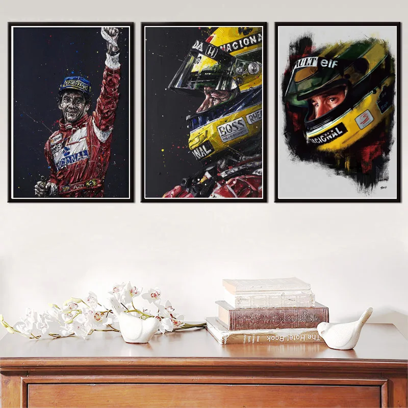 Живопись с формулой Айртон Сенна F1 легенда звезда чемпион Постер гоночного