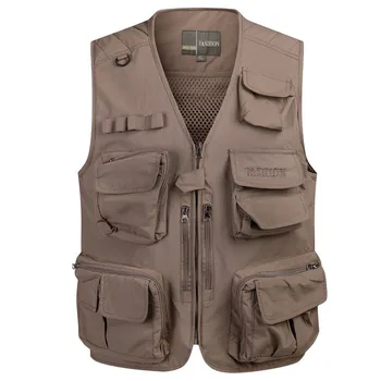 

Men Fishing Mesh Vest Multi Pocket Photography Quick Dry Waistcoat Zip Jacket Multifunctional Fishing Cloth