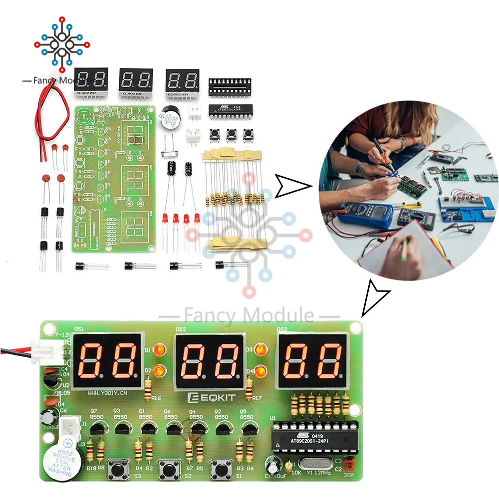 Diymore C51 AT89C2051 6 бит цифровые электронные часы Набор DIY наборы компоненты