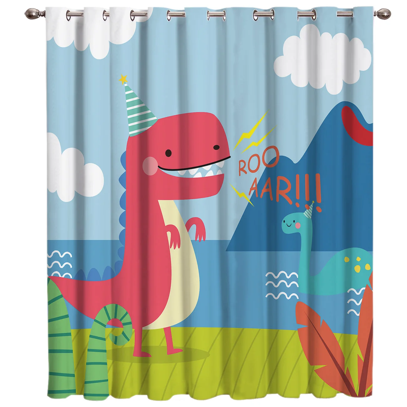 

Dinosaur Cute Room Curtains Large Window Curtain Rod Bathroom Kitchen Indoor Floral Kids Curtain Panels With Grommets Window