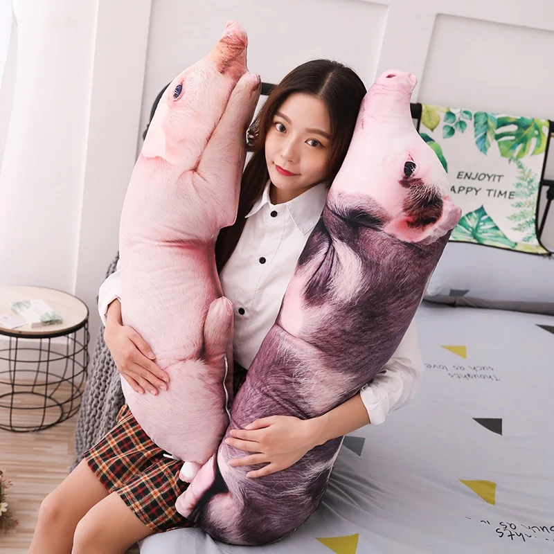 

50-120cm Simulated Sleeping Pig Plush Pillow Animals Stuffed Pillows Kids Adults Pets Bolster Sofa Chair Decor Friend Gift