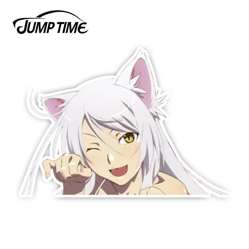 Jump Time 13 см x 7 9 забавные водонепроницаемые Kawii Girl черные автомобильные наклейки
