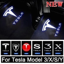 Lumière Led pour porte de voiture, 2 pièces pour Tesla modèle S, 3 X Y, projecteur de Logo, lampe Laser, ombre fantôme, accessoire de lumière de porte