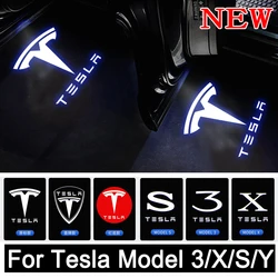 2 pçs para tesla modelo s tesla model 3 x y led porta do carro luz de boas vindas logotipo projetor laser lâmpada fantasma sombra porta luz acessório