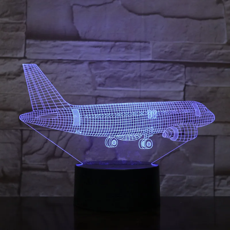 Пульт дистанционного управления Boeing Air Plane 7 цветов лампа 3d Визуальный светодиодный ночник для детей сенсорный Usb настольная лампа модель самолета - Испускаемый цвет: 7 Colors Changeable