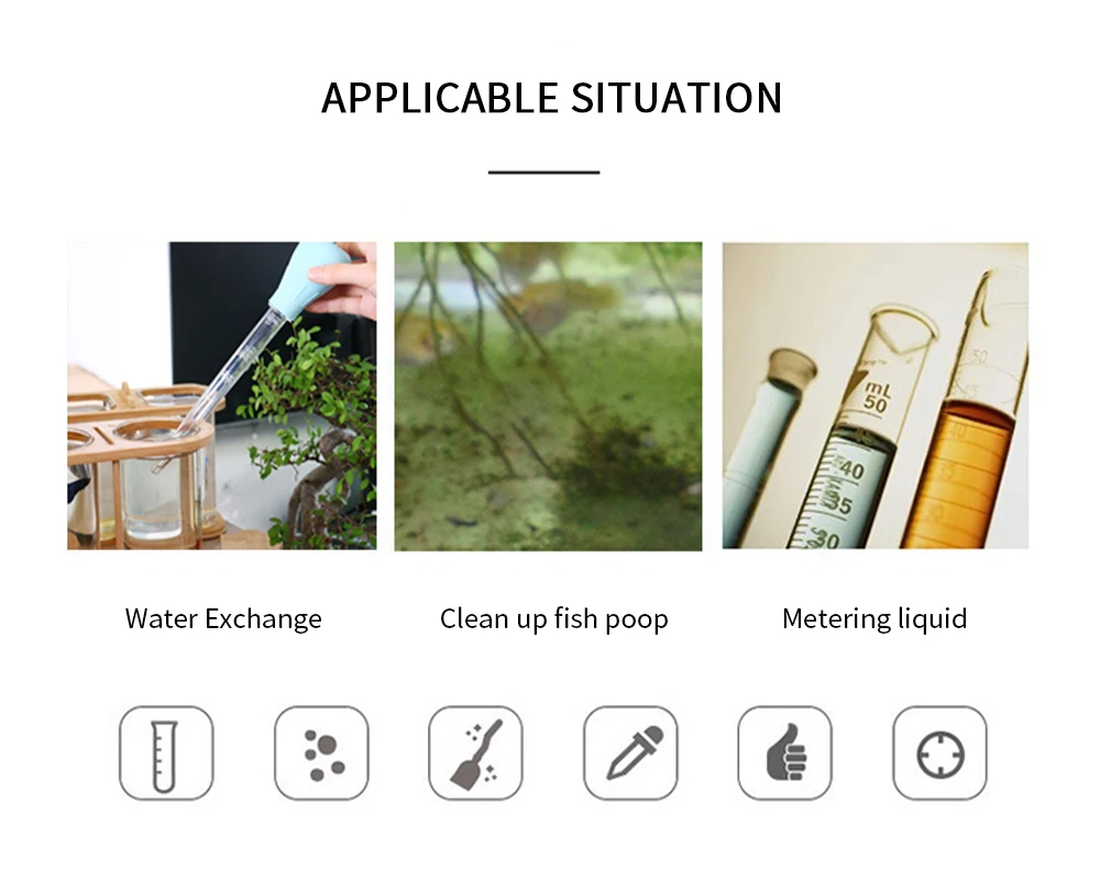 Manual Aquarium Gravel Cleaning Straw Fish Tank Water Changer Aquarium Clean Pipette Dropper Waste Remover 28/43CM 30/50ML Tube