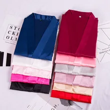 Женское атласное сексуальное ночное белье большого размера 3XL свадебное платье подружки невесты Домашняя одежда шелковистая Домашняя одежда кимоно халат ночная рубашка