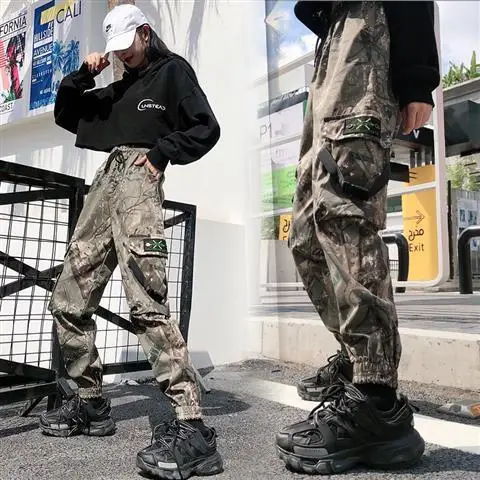 

2020 Camouflage Women Camo Cargo Pants Overalls Loose High Waist Female Lady Hip Hop Trousers Pants Plus Large Size 5XL 40-100KG