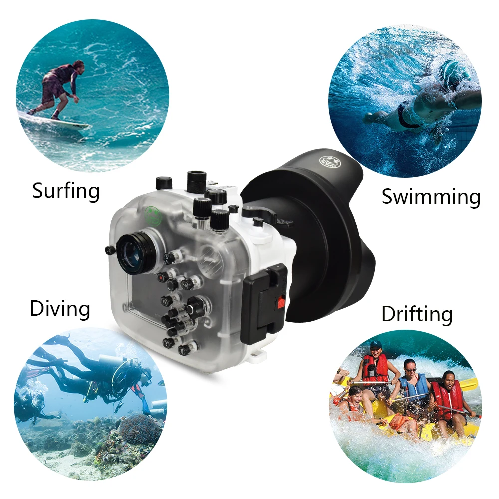 Seafrog 방수 카메라 하우징,  A7RIII 16-35mm f2.8 f4.0 렌즈용, 8 인치 돔 포트 포함, 40 미터
